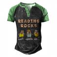 Book Reading Rocks Funny Literacy Funny Gift Men's Henley Shirt Raglan Sleeve 3D Print T-shirt Black Green