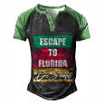Desantis Escape To Florida Gift Men's Henley Shirt Raglan Sleeve 3D Print T-shirt Black Green
