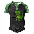 Dinosaur Piano Men's Henley Shirt Raglan Sleeve 3D Print T-shirt Black Green