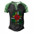 Dominica Flag   Men's Henley Shirt Raglan Sleeve 3D Print T-shirt Black Green