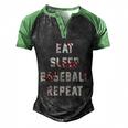 Eat Sleep Baseball Repeat Gift Baseball Player Fan Funny Gift Men's Henley Shirt Raglan Sleeve 3D Print T-shirt Black Green