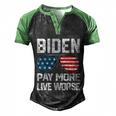 Funny Biden Pay More Live Worse Political Humor Sarcasm Sunglasses Design Men's Henley Shirt Raglan Sleeve 3D Print T-shirt Black Green