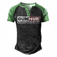Gunhub Men's Henley Shirt Raglan Sleeve 3D Print T-shirt Black Green