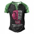 Her Fight Is My Fight Pink Ribbon Breast Caner Men's Henley Shirt Raglan Sleeve 3D Print T-shirt Black Green