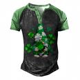 Love Gnomes Irish Shamrock St Patricks Day Four Leaf Clover  Men's Henley Shirt Raglan Sleeve 3D Print T-shirt Black Green