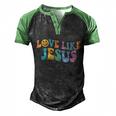 Love Like Jesus Religious God Christian Words Gift Men's Henley Shirt Raglan Sleeve 3D Print T-shirt Black Green