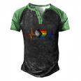 Lovely Lgbt Gay Pride Heartbeat Lesbian Gays Love Lgbtq Great Gift Men's Henley Shirt Raglan Sleeve 3D Print T-shirt Black Green