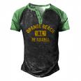 Orange Beach Al Alabama Gym Style Distressed Amber Print Men's Henley Raglan T-Shirt Black Green
