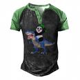 Panda Riding Dinosaur Men's Henley Shirt Raglan Sleeve 3D Print T-shirt Black Green
