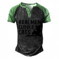 Real Men Cuddle Cats Black Cat Animals Cat Men's Henley Shirt Raglan Sleeve 3D Print T-shirt Black Green