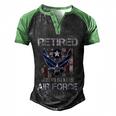 Retired Us Air Force Veteran Usaf Veteran Flag Vintage V2 Men's Henley Shirt Raglan Sleeve 3D Print T-shirt Black Green