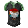 Retro Vintage Chicken V2 Men's Henley Shirt Raglan Sleeve 3D Print T-shirt Black Green