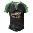 Spooky Vibes Leopard Rainbow Funny Halloween Men's Henley Shirt Raglan Sleeve 3D Print T-shirt Black Green