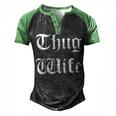 Thug Wife V3 Men's Henley Shirt Raglan Sleeve 3D Print T-shirt Black Green