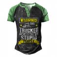 Truck Driver Gift Warning This Trucker Does Not Play Well Cute Gift Men's Henley Shirt Raglan Sleeve 3D Print T-shirt Black Green