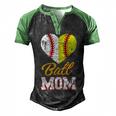 Ball Mom Baseball Softball Mothers Gift Men's Henley Shirt Raglan Sleeve 3D Print T-shirt Black Grey