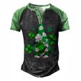 Love Gnomes Irish Shamrock St Patricks Day Four Leaf Clover Men's Henley Shirt Raglan Sleeve 3D Print T-shirt Black Grey