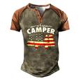 American Camper US Flag Patriotic Camping Men's Henley Raglan T-Shirt Brown Orange