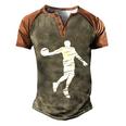 Basketball Player Retro Lines Gift Men's Henley Shirt Raglan Sleeve 3D Print T-shirt Brown Orange