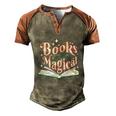 Books Are Magical Reading Quote To Encourage Literacy Gift Men's Henley Shirt Raglan Sleeve 3D Print T-shirt Brown Orange