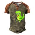 Dinosaur Piano Men's Henley Shirt Raglan Sleeve 3D Print T-shirt Brown Orange
