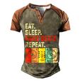 Eat Sleep Make Beats Beat Makers Music Producer Mens Dj Dad Men's Henley Shirt Raglan Sleeve 3D Print T-shirt Brown Orange