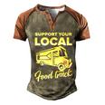 Food Truck Support Your Local Food Truck Gift Men's Henley Shirt Raglan Sleeve 3D Print T-shirt Brown Orange