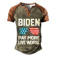 Funny Biden Pay More Live Worse Political Humor Sarcasm Sunglasses Design Men's Henley Shirt Raglan Sleeve 3D Print T-shirt Brown Orange