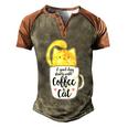 Funny Orange Cat Coffee Mug Cat Lover Men's Henley Shirt Raglan Sleeve 3D Print T-shirt Brown Orange