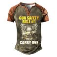 Gun Safety V2 Men's Henley Shirt Raglan Sleeve 3D Print T-shirt Brown Orange
