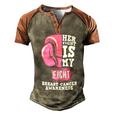 Her Fight Is My Fight Pink Ribbon Breast Caner Men's Henley Shirt Raglan Sleeve 3D Print T-shirt Brown Orange