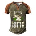 Here Kittty Men's Henley Shirt Raglan Sleeve 3D Print T-shirt Brown Orange