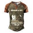 Husband And Wife - Fishing Partners Men's Henley Shirt Raglan Sleeve 3D Print T-shirt Brown Orange
