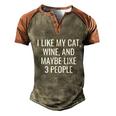 I Like My Cat Wine & Maybe 3 People Funny Pet Men's Henley Shirt Raglan Sleeve 3D Print T-shirt Brown Orange