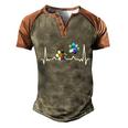 Love Animals Colorful Paw Heartbeat Gift Men's Henley Shirt Raglan Sleeve 3D Print T-shirt Brown Orange