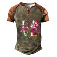 Love Dog Paw Print Colorful National Animal Shelter Week Gift Men's Henley Shirt Raglan Sleeve 3D Print T-shirt Brown Orange