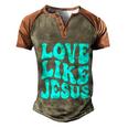 Love Like Jesus Religious God Christian Words Great Gift V2 Men's Henley Shirt Raglan Sleeve 3D Print T-shirt Brown Orange