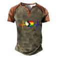 Lovely Lgbt Gay Pride Heartbeat Lesbian Gays Love Lgbtq Great Gift Men's Henley Shirt Raglan Sleeve 3D Print T-shirt Brown Orange