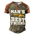 Mans Best Friend V2 Men's Henley Shirt Raglan Sleeve 3D Print T-shirt Brown Orange