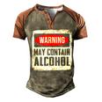 May Contain Alcohol Funny Alcohol Drinking Party  Men's Henley Shirt Raglan Sleeve 3D Print T-shirt Brown Orange