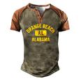 Orange Beach Al Alabama Gym Style Distressed Amber Print Men's Henley Raglan T-Shirt Brown Orange