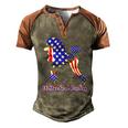Patriotic Flag Poodle For American Poodle Lovers Men's Henley Raglan T-Shirt Brown Orange