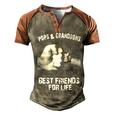 Pops & Grandsons - Best Friends Men's Henley Shirt Raglan Sleeve 3D Print T-shirt Brown Orange