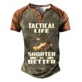 Shorter Is Better Men's Henley Shirt Raglan Sleeve 3D Print T-shirt Brown Orange