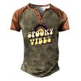 Spooky Vibes Leopard Rainbow Funny Halloween Men's Henley Shirt Raglan Sleeve 3D Print T-shirt Brown Orange