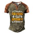 Thick Thights And Spooky Vibes Witch Broom Halloween Men's Henley Shirt Raglan Sleeve 3D Print T-shirt Brown Orange