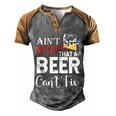 Aint Nothing That A Beer Cant Fix V3 Men's Henley Shirt Raglan Sleeve 3D Print T-shirt Grey Brown