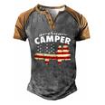 American Camper US Flag Patriotic Camping Men's Henley Raglan T-Shirt Grey Brown