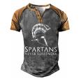 Ancient Spartan Greek History - Spartans Never Surrender Men's Henley Shirt Raglan Sleeve 3D Print T-shirt Grey Brown
