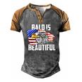 Mens Bald Is Beautiful July 4Th Eagle Patriotic American Vintage Men's Henley Raglan T-Shirt Grey Brown